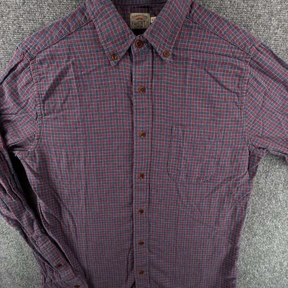 Faherty Flannel Soft Red Blue Check Button Up Shirt Long Sleeve Medium Cotton - Picture 2 of 15